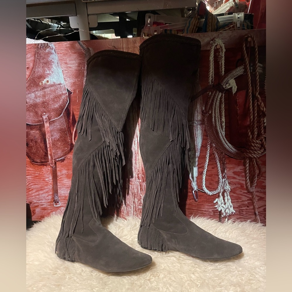 Sam Edelman OTK suede fringe boots